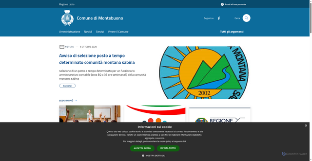 Security scan screenshot of https://www.comune.montebuono.ri.it/it