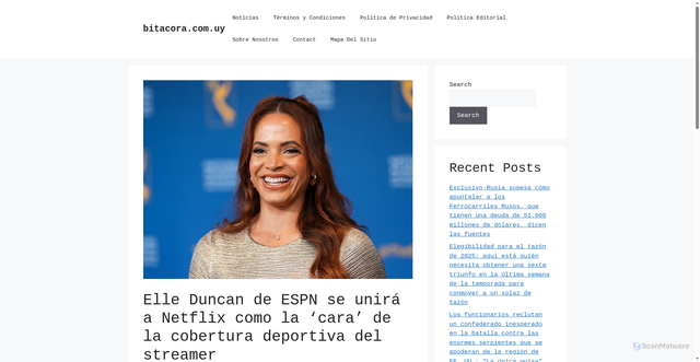 Security scan screenshot of https://bitacora.com.uy/elle-duncan-de-espn-se-unira-a-netflix-como-la-cara-de-la-cobertura-deportiva-del-streamer/