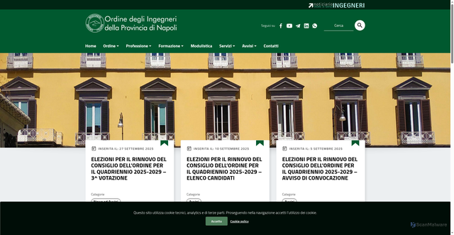 Security scan screenshot of https://www.ordineingegnerinapoli.com/
