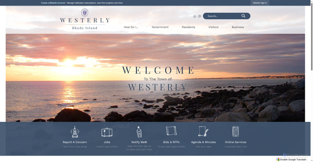 Security scan screenshot of https://westerlyri.gov/