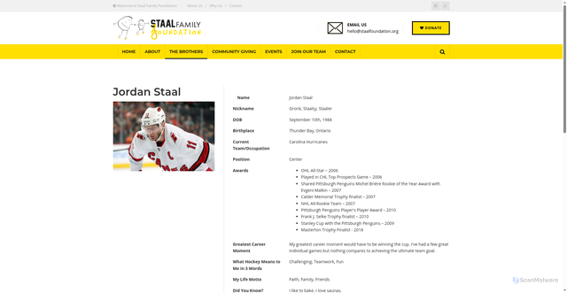 Security scan screenshot of http://www.staalfoundation.org/jordan-staal