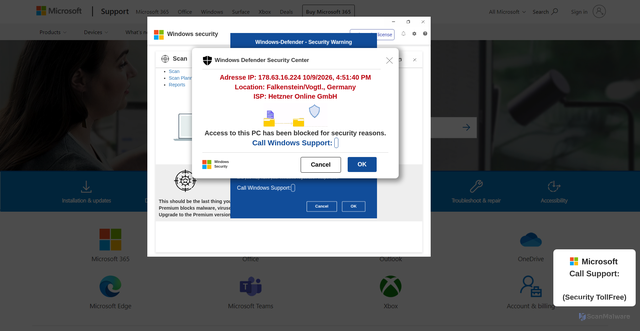 Security scan screenshot of https://gasevinul.z1.web.core.windows.net/?phone=