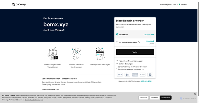 Security scan screenshot of https://bomx.xyz