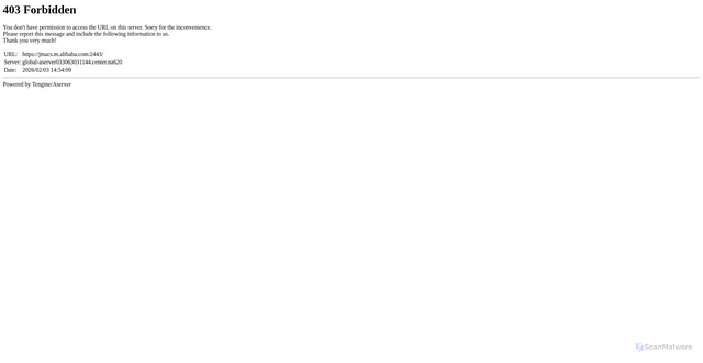 Security scan screenshot of https://jmacs.m.alibaba.com