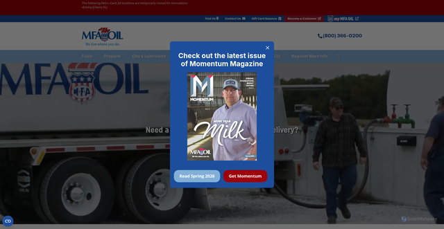 Security scan screenshot of https://www.mfaoil.com/