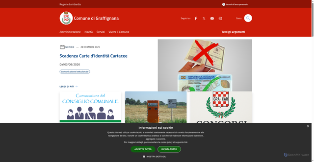 Security scan screenshot of https://www.comune.graffignana.lo.it/it