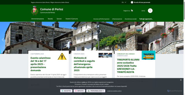 Security scan screenshot of https://www.comune.perloz.ao.it/it-it/home