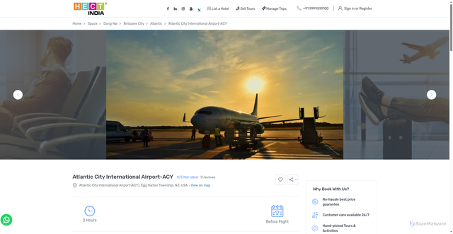Security scan screenshot of https://www.hectindia.com/guide/atlantic-city-international-airport-acy