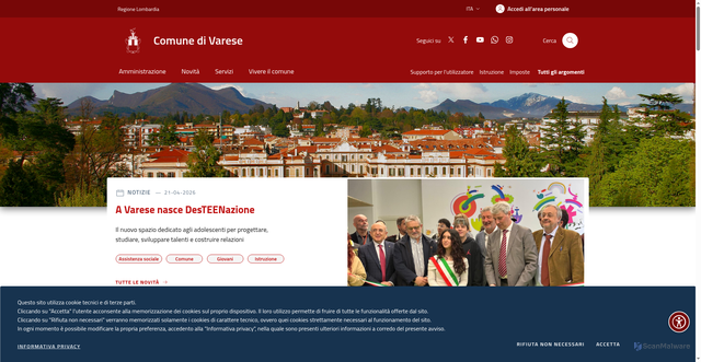 Security scan screenshot of https://www.comune.varese.it