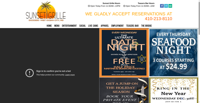 Security scan screenshot of https://ocsunsetgrille.com/
