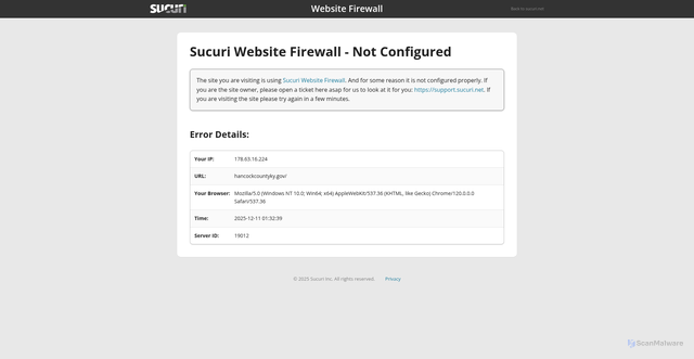 Security scan screenshot of http://hancockcountyky.gov/