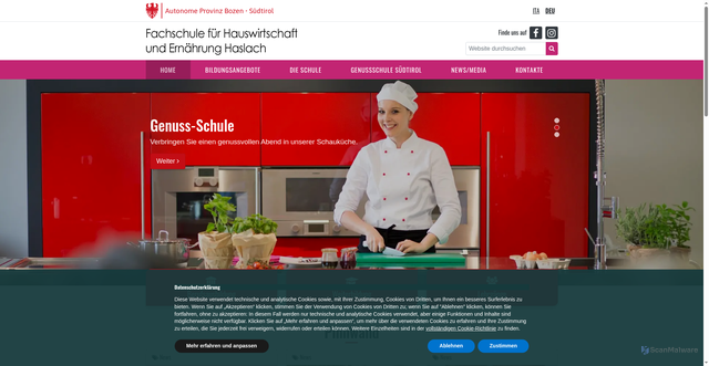 Security scan screenshot of https://www.fachschule-haslach.it/