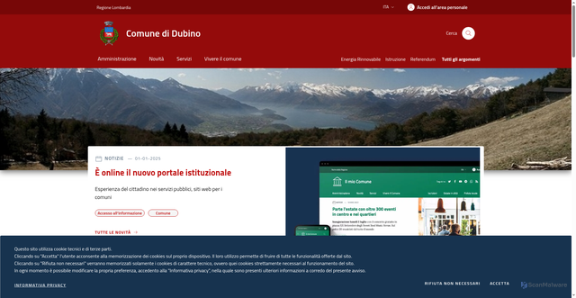 Security scan screenshot of https://www.comune.dubino.so.it/