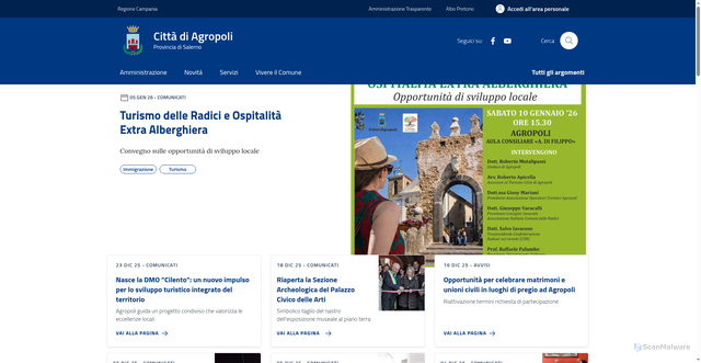 Security scan screenshot of https://comune.agropoli.sa.it/