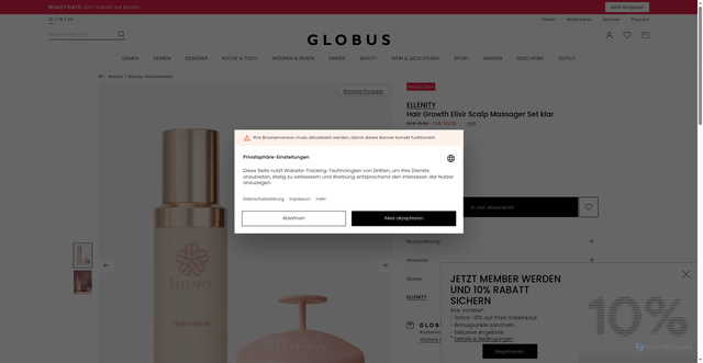 Security scan screenshot of https://www.globus.ch/ellenity-haarpflegeset-MP13236838000000?groesse=50ml&sc_src=email_4196180&sc_lid=288967051&sc_uid=zP3R20i424&sc_llid=339649&sc_customer=0327f37c9208167d9b0b5fb90d68e28589aef0066bddedd98d9d5328a5adbcbc&utm_source=newsletter_de&utm_medium=email&utm_campaign=20260828_prom_beautydays_reminder_DE_4196180&guid=0327f37c9208167d9b0b5fb90d68e28589aef0066bddedd98d9d5328a5adbcbc&utm_content=