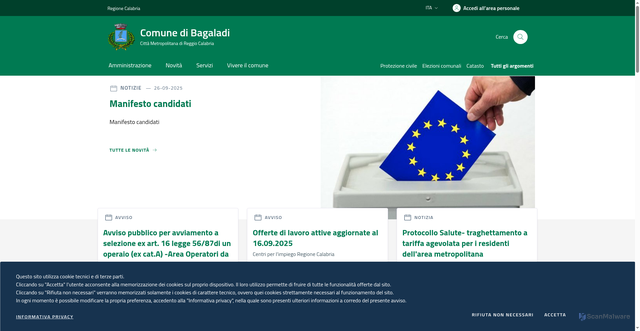 Security scan screenshot of https://www.comune.bagaladi.rc.it/