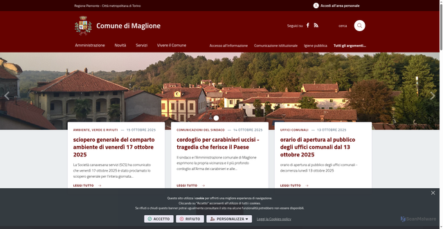 Security scan screenshot of https://www.comune.maglione.to.it/it-it/home