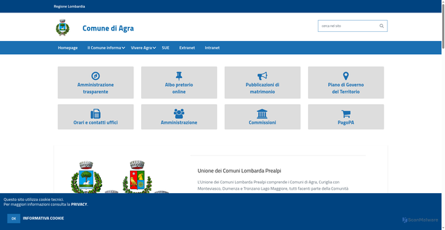 Security scan screenshot of https://www.comune.agra.va.it/hh/index.php