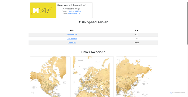 Security scan screenshot of https://speed.no.m247.ro