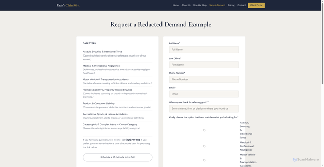 Security scan screenshot of https://utahclaimwrit.com/sample-demand