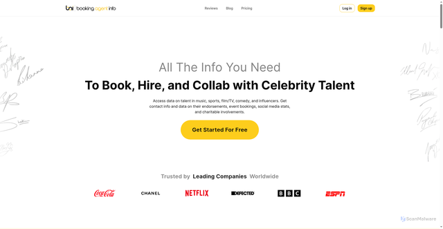 Security scan screenshot of https://bookingagentinfo.com