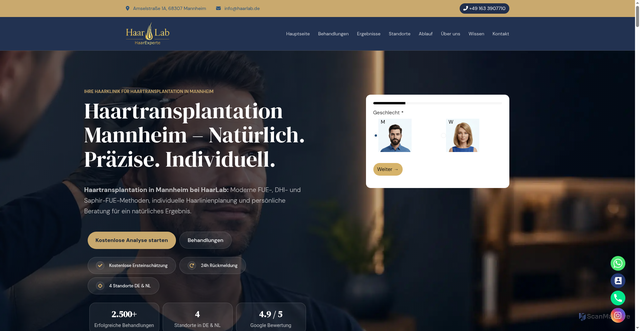 Security scan screenshot of https://haartransplantationmannheim.com