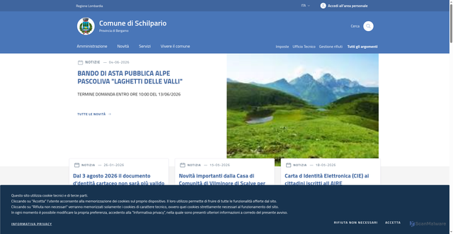 Security scan screenshot of https://www.comune.schilpario.bg.it