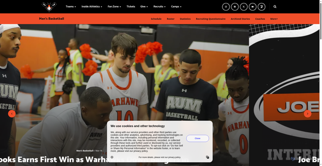 Security scan screenshot of https://aumathletics.com/sports/mens-basketball