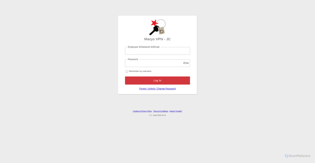 Security scan screenshot of https://remote.macys.net