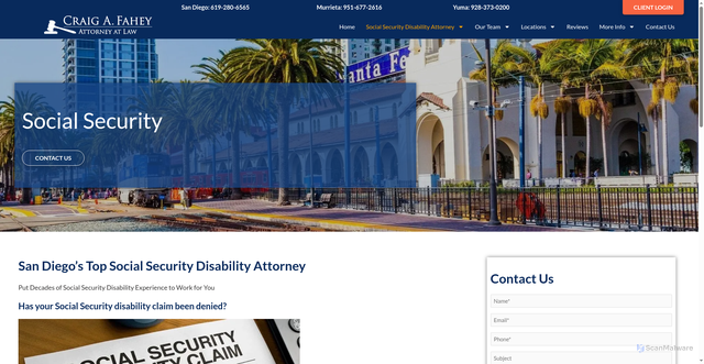 Security scan screenshot of https://sandiegodisabilitygroup.com/san-diego-social-security-disability-attorney/