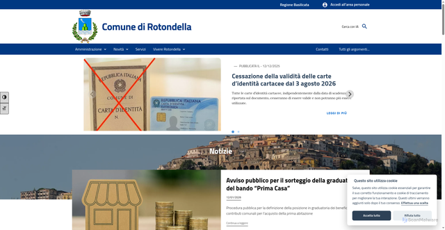 Security scan screenshot of https://www.comune.rotondella.mt.it/