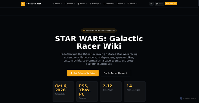 Security scan screenshot of https://www.star-wars-galactic-racer.wiki/