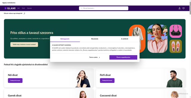 Security scan screenshot of https://www.glami.hu