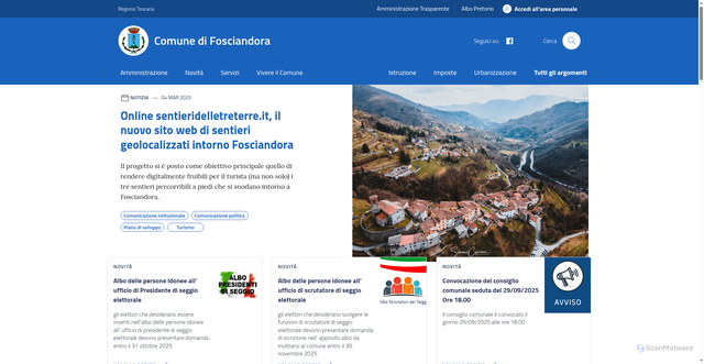 Security scan screenshot of https://comune.fosciandora.lu.it/