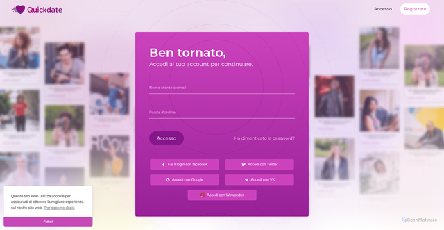 Security scan screenshot of https://crush.vegas/login?language=italian