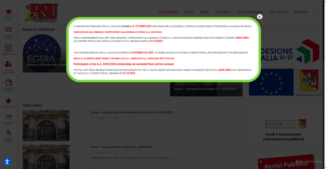 Security scan screenshot of https://www.ersumessina.it/