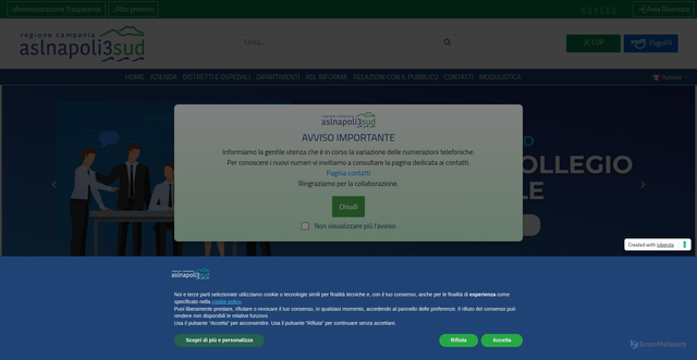 Security scan screenshot of https://www.aslnapoli3sud.it/