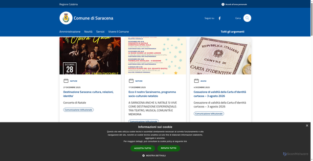 Security scan screenshot of https://www.comune.saracena.cs.it/it