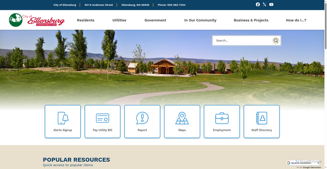 Security scan screenshot of https://ellensburgwa.gov/