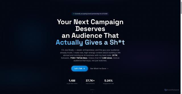 Security scan screenshot of https://joebrady.info/