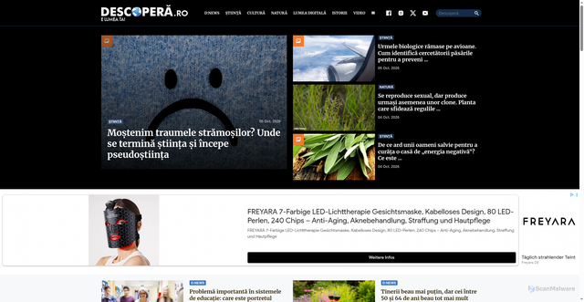 Security scan screenshot of https://www.descopera.ro