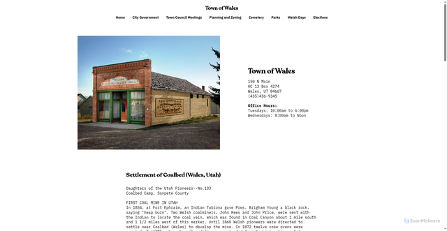 Security scan screenshot of https://www.walesutah.gov/