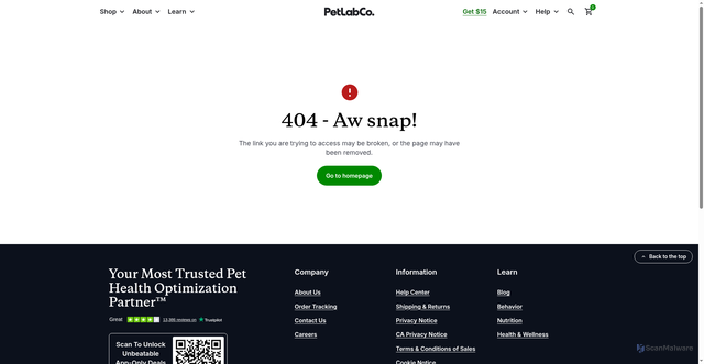 Security scan screenshot of https://offers.thepetlabco.com