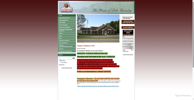 Security scan screenshot of https://www.nashotah-wi.gov/