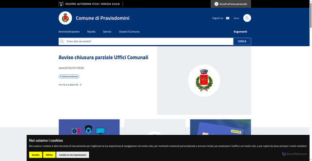 Security scan screenshot of https://www.comune.pravisdomini.pn.it/