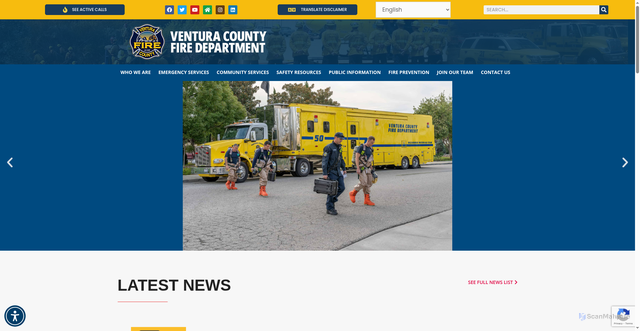 Security scan screenshot of https://fire.venturacounty.gov/