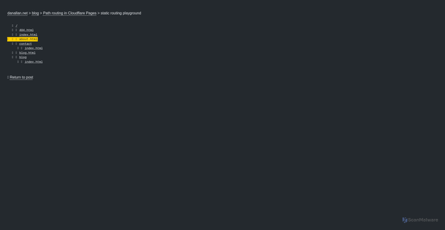 Security scan screenshot of https://routing-playground-danallan-net.pages.dev/about.html