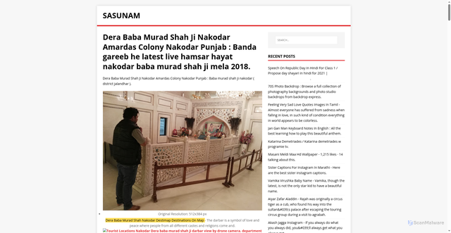 Security scan screenshot of https://manusas.pages.dev/posts/dera-baba-murad-shah-ji-nakodar-amardas-colony-nakodar-punjab