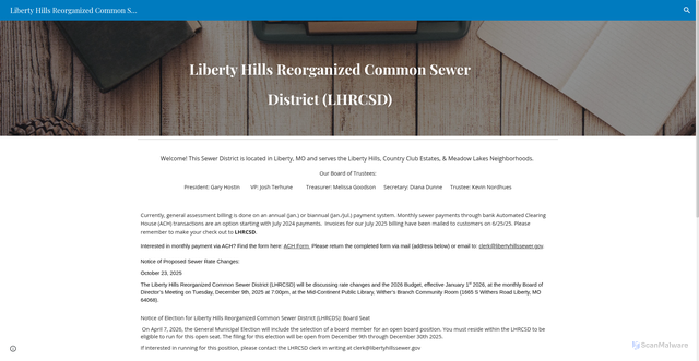 Security scan screenshot of https://sites.google.com/view/lhrcsewerdistrict/home