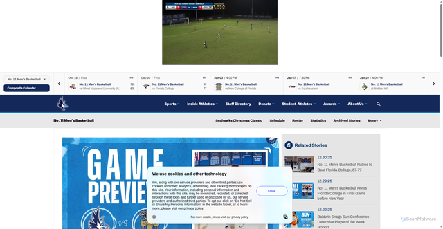 Security scan screenshot of https://kuseahawks.com/news/2026/1/2/no-11-mens-basketball-jumps-back-into-sun-conference-play-on-saturday.aspx